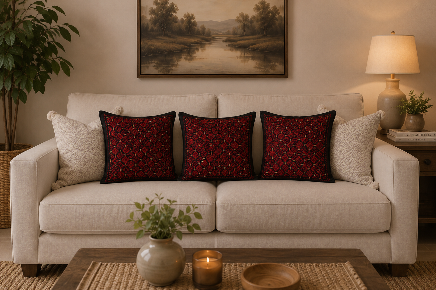 Palestinian Tatreez Pillow Cover - 3 Pieces