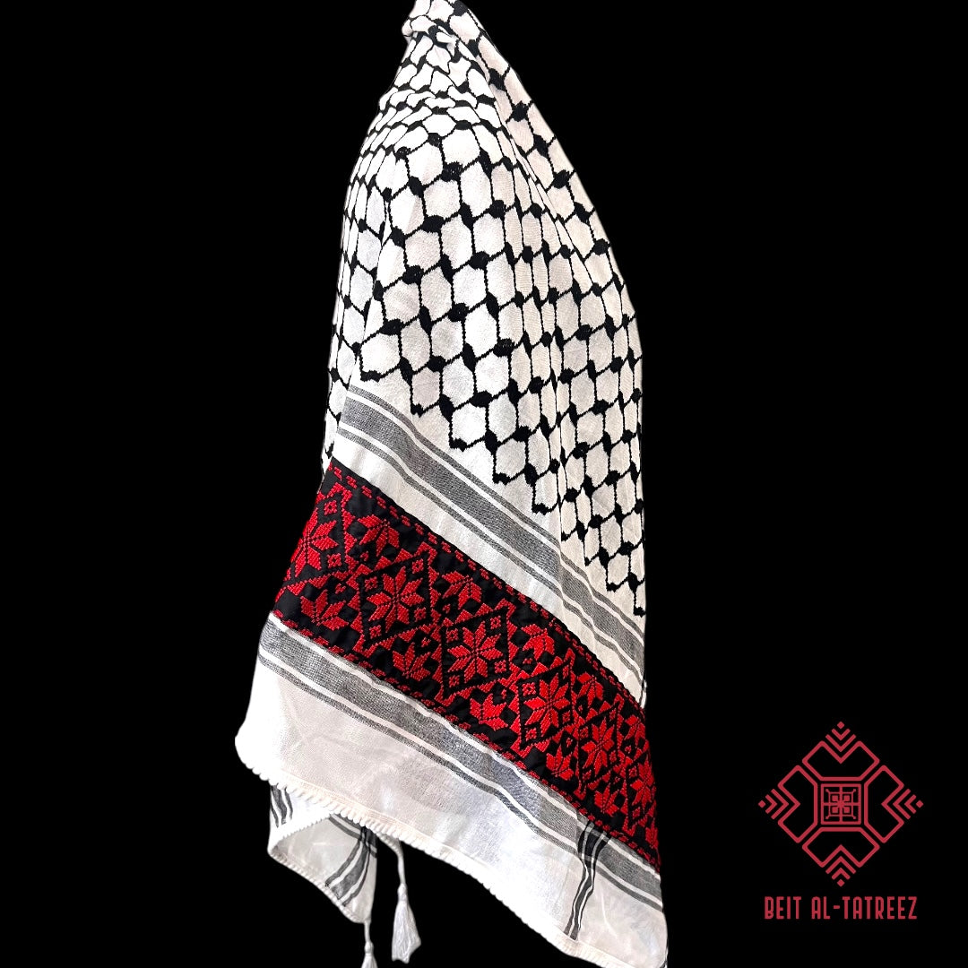 Traditional Red Floral Keffiyeh