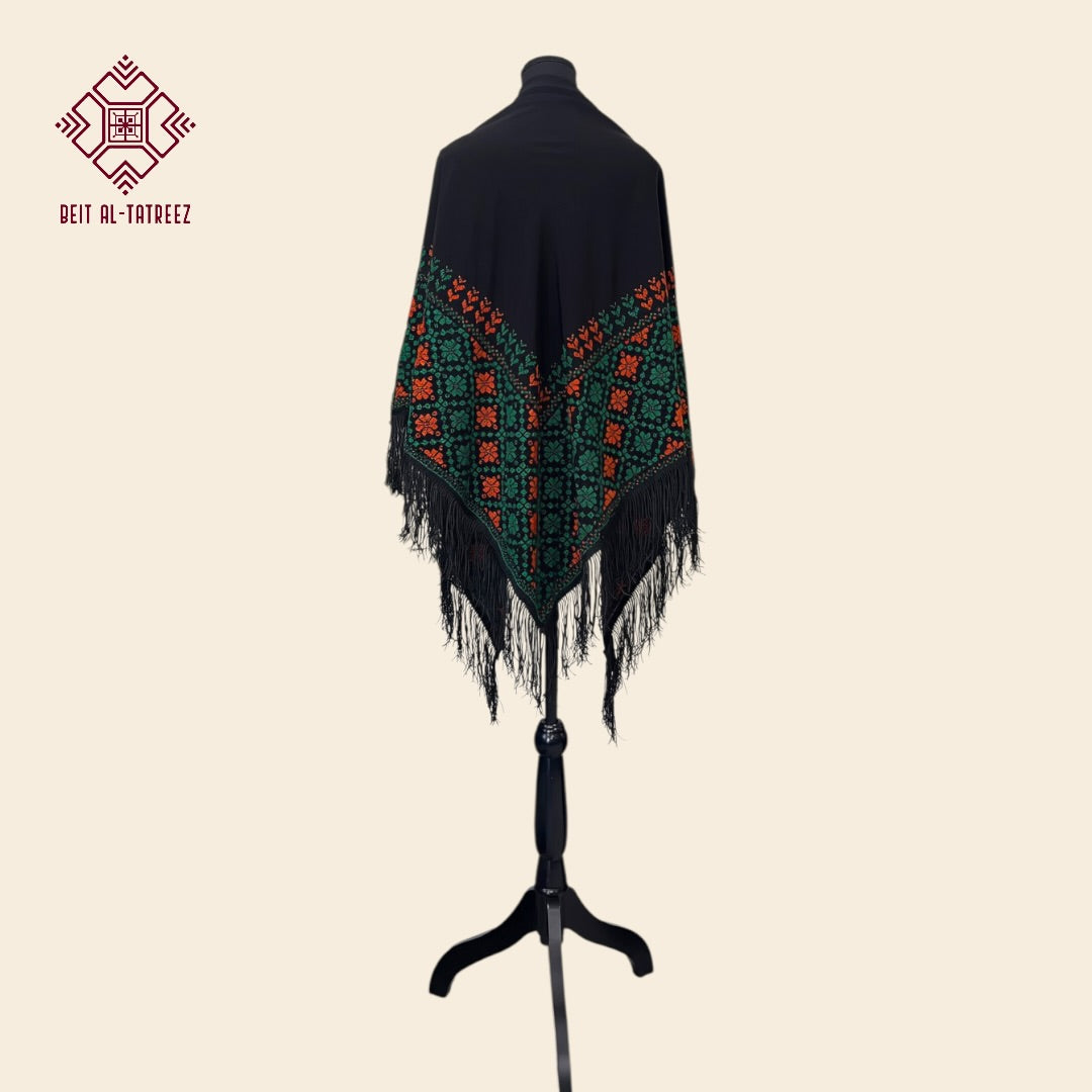 Orange & Green Tatreez Shawl
