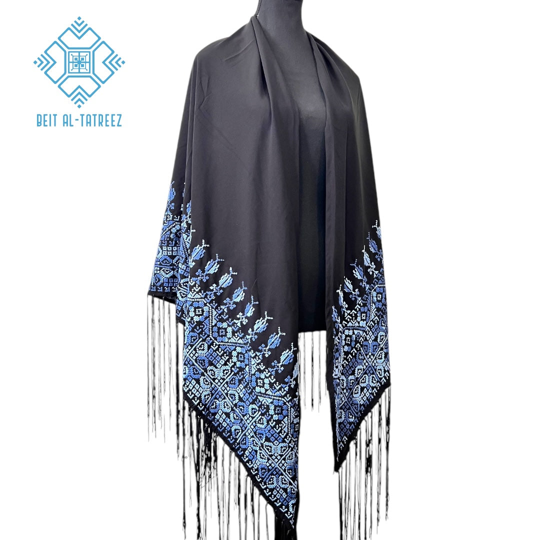 Sky Blue on Black Shawl