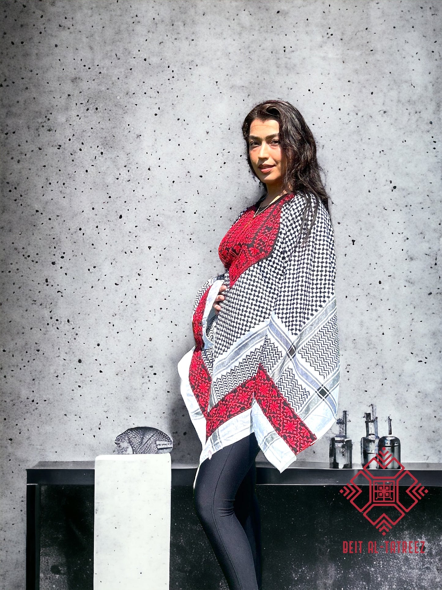 Keffiyeh Diamond Tatreez Poncho Shirt