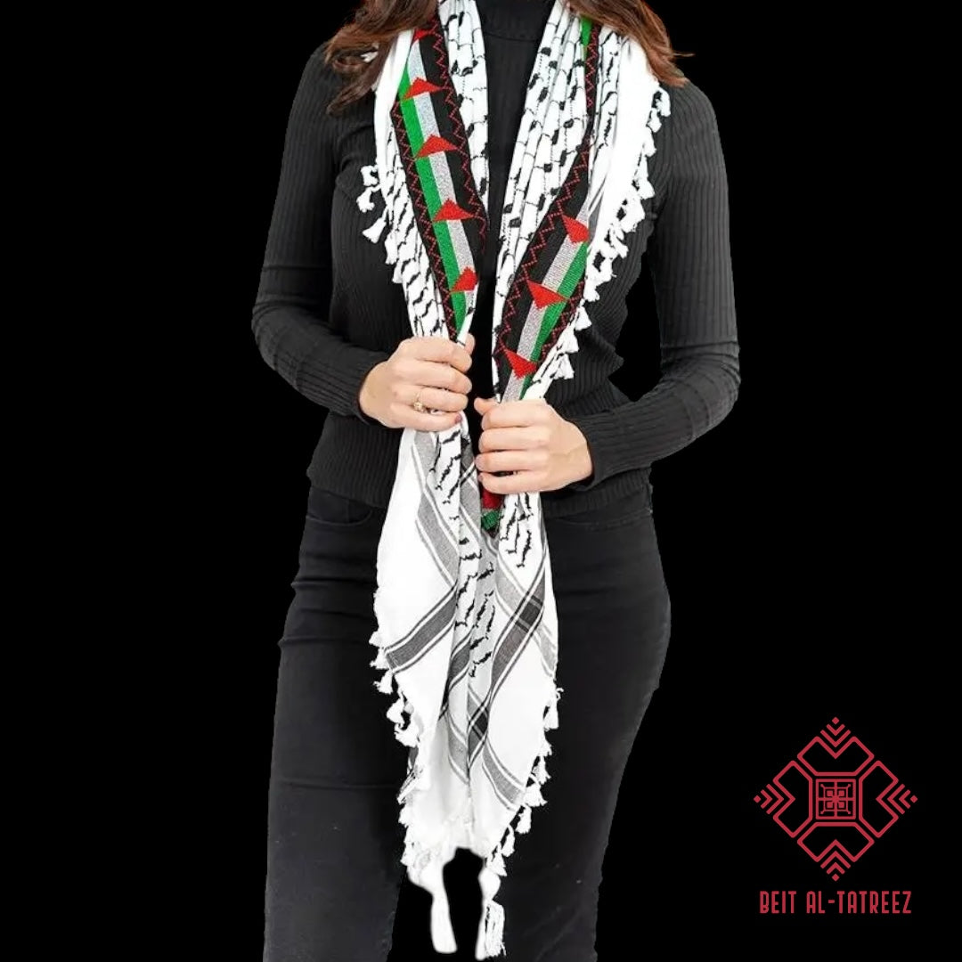 Embroidered Palestinian Flag Keffiyeh