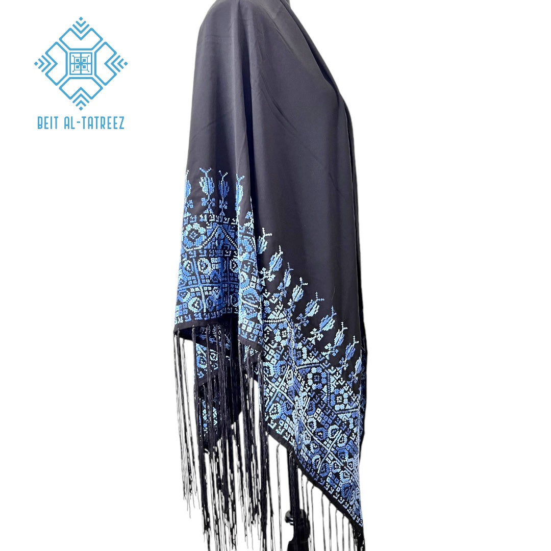 Sky Blue on Black Shawl