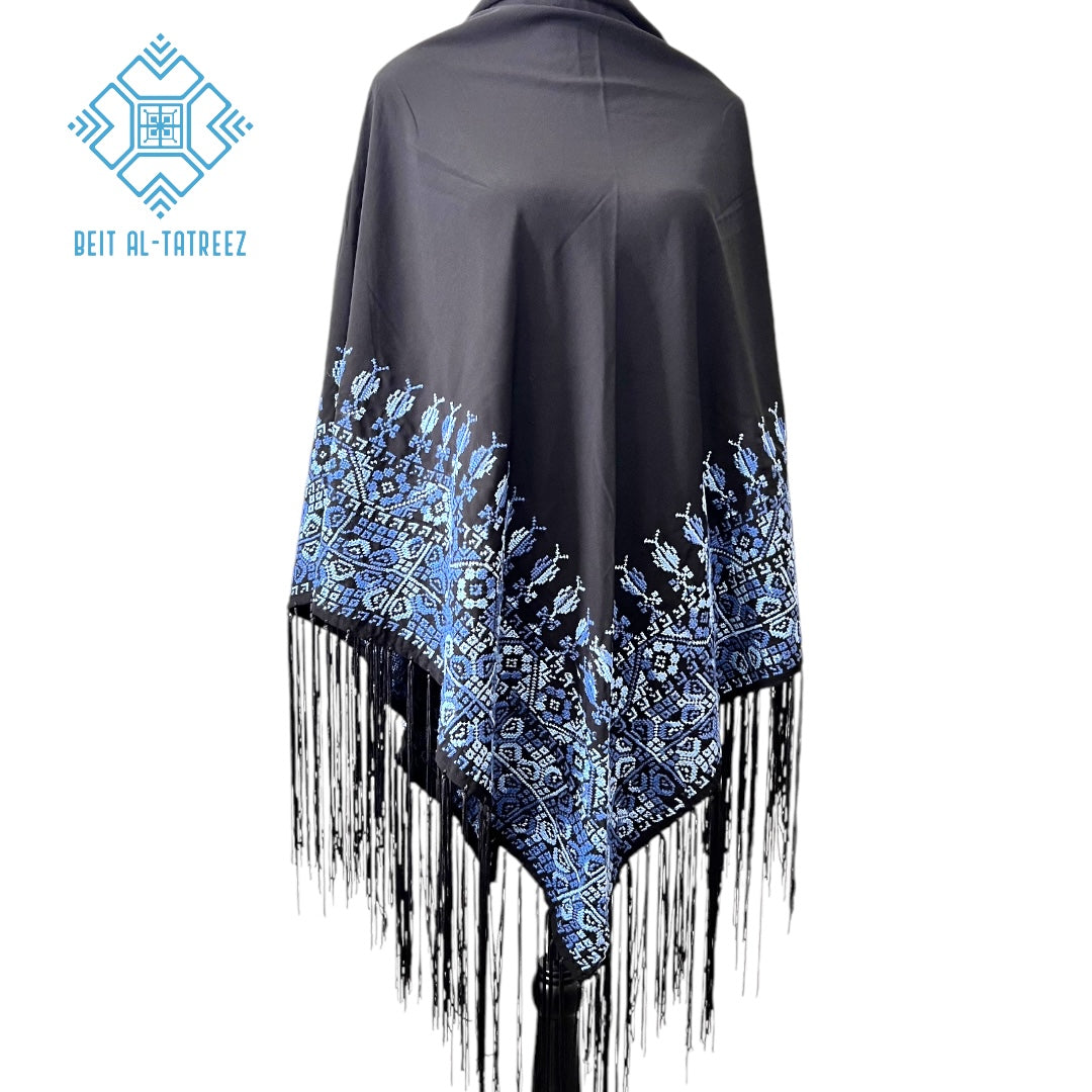 Sky Blue on Black Shawl