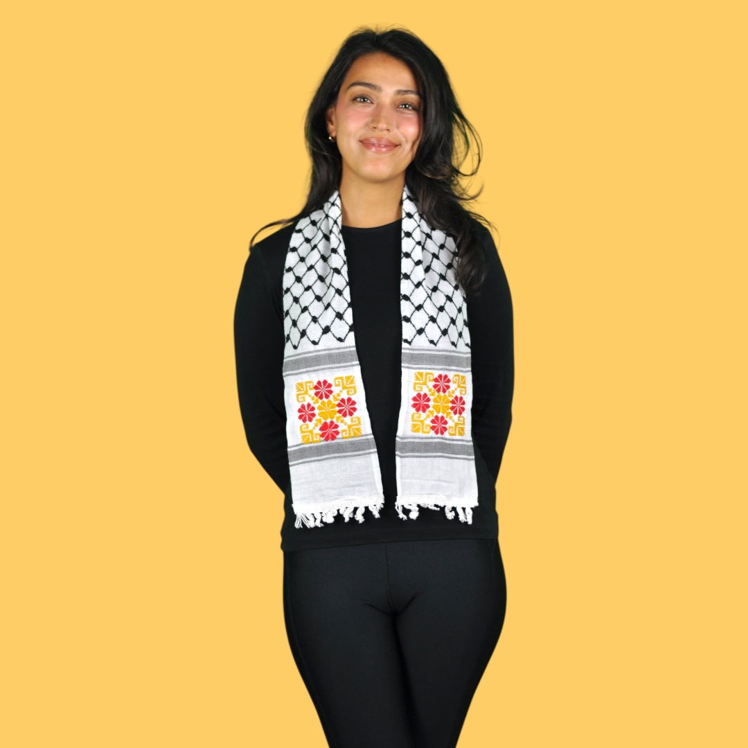Tatreez Pride Keffiyeh Scarf - Embroidered
