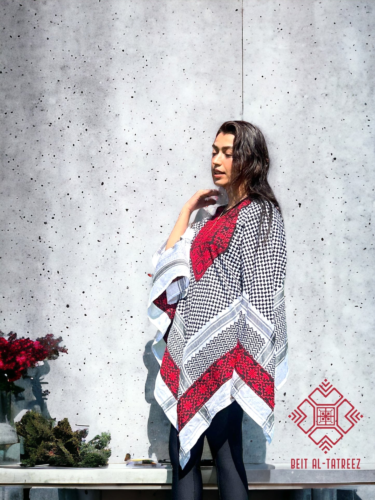 Keffiyeh Diamond Tatreez Poncho Shirt