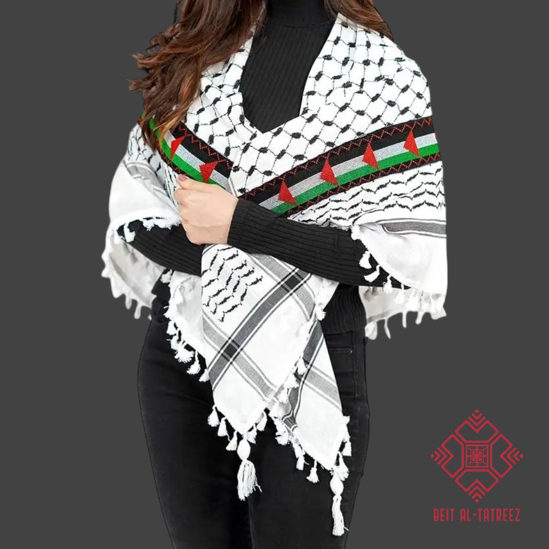 Embroidered Palestinian Flag Keffiyeh