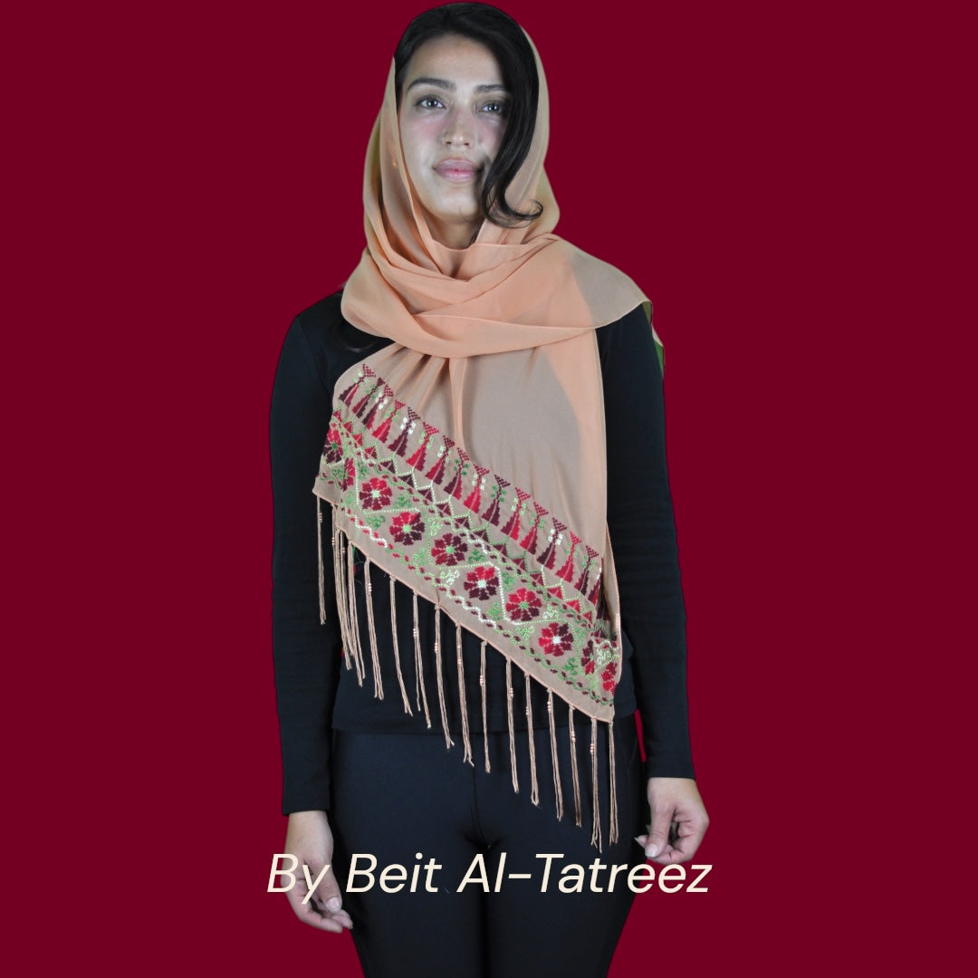Light Orange Tatreez Shawl