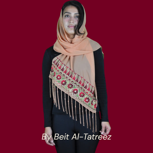Light Orange Tatreez Shawl