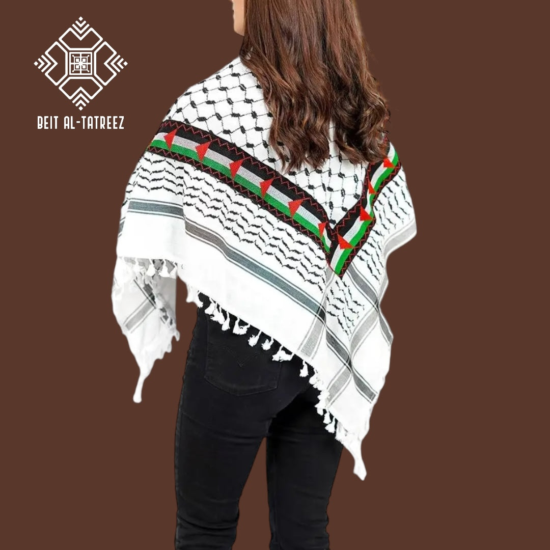 Embroidered Palestinian Flag Keffiyeh