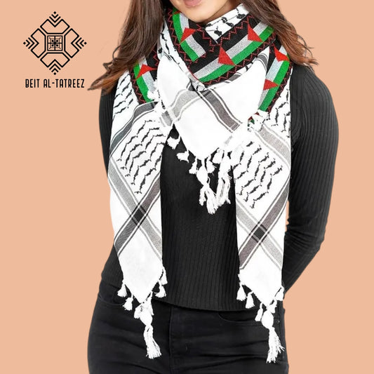 Embroidered Palestinian Flag Keffiyeh