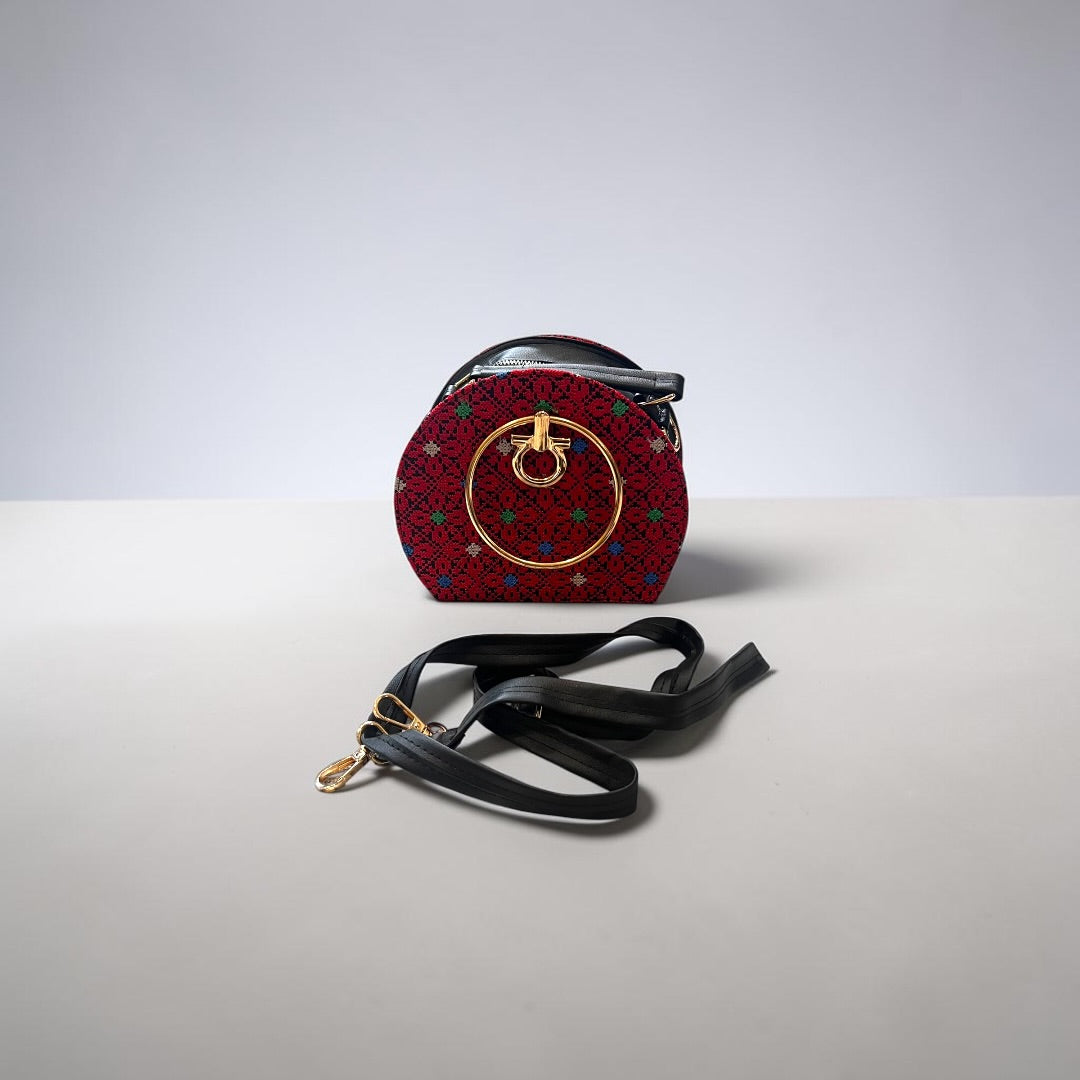 Palestinian Tatreez Round Crossbody Bag