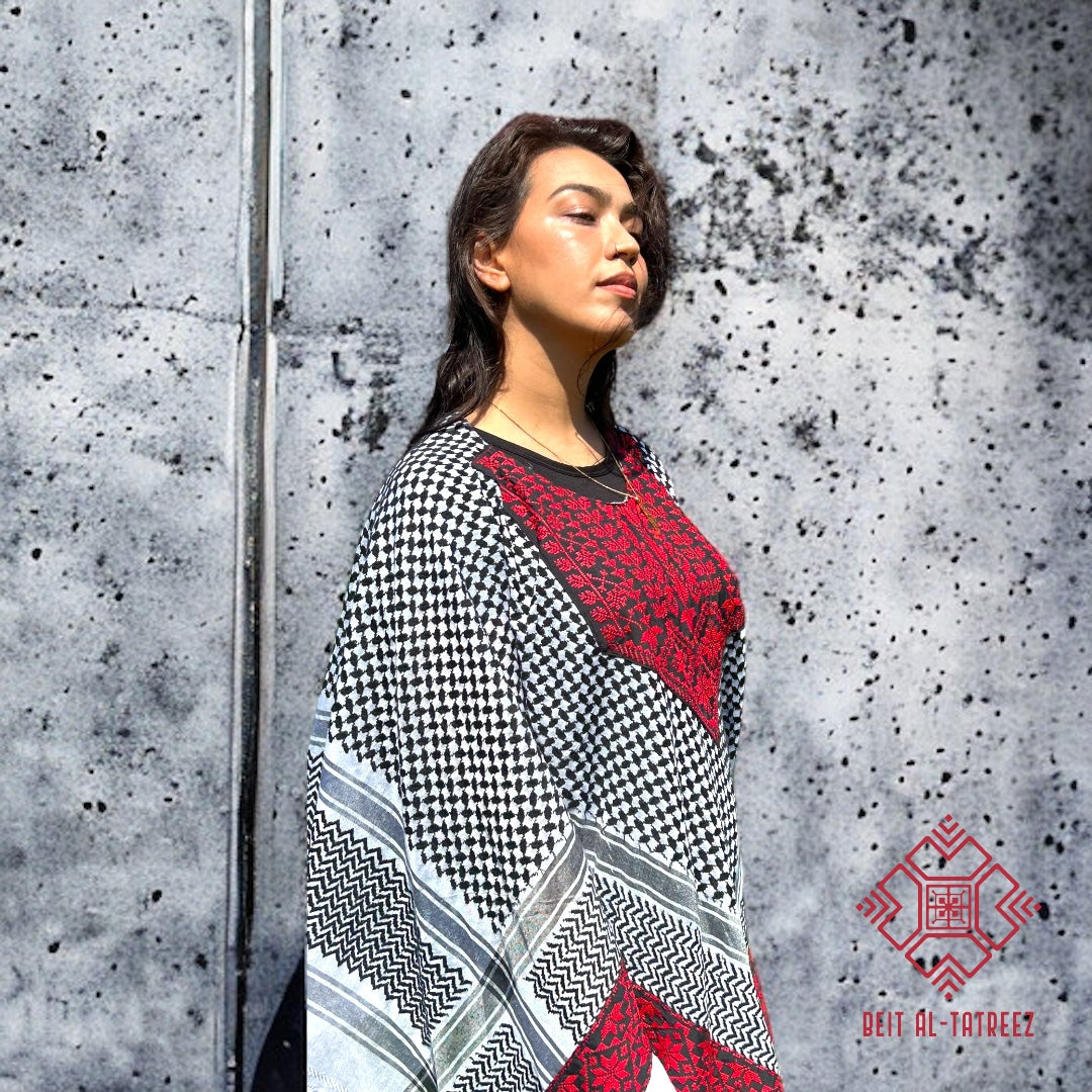 Keffiyeh Diamond Tatreez Poncho Shirt