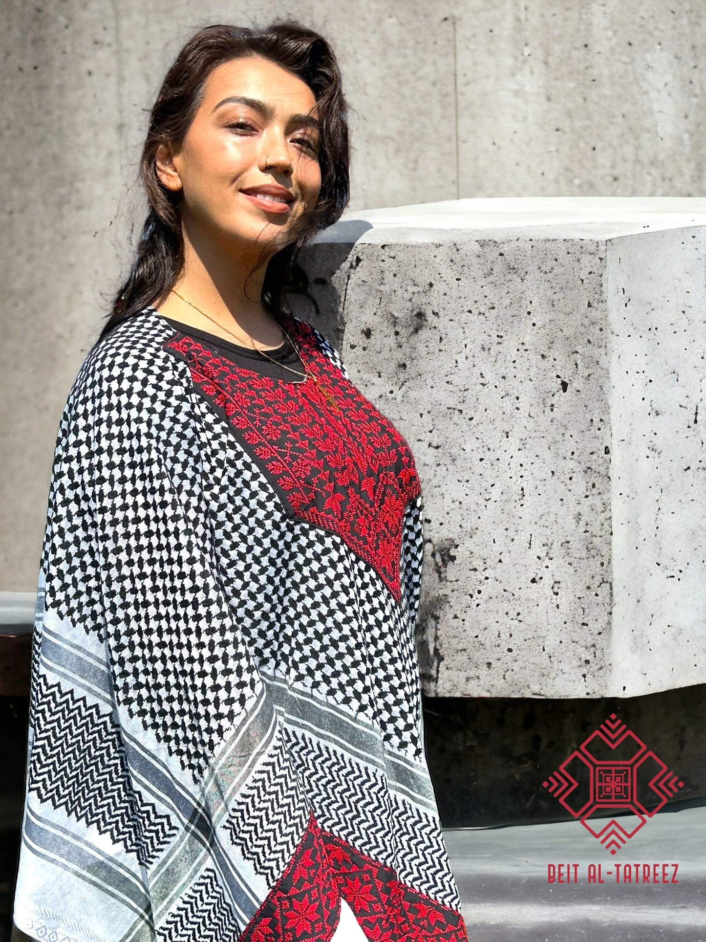 Keffiyeh Diamond Tatreez Poncho Shirt