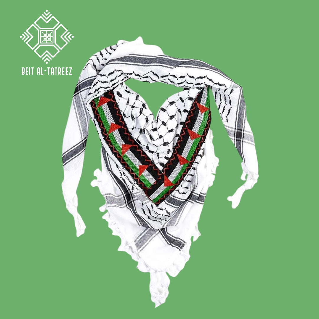 Embroidered Palestinian Flag Keffiyeh