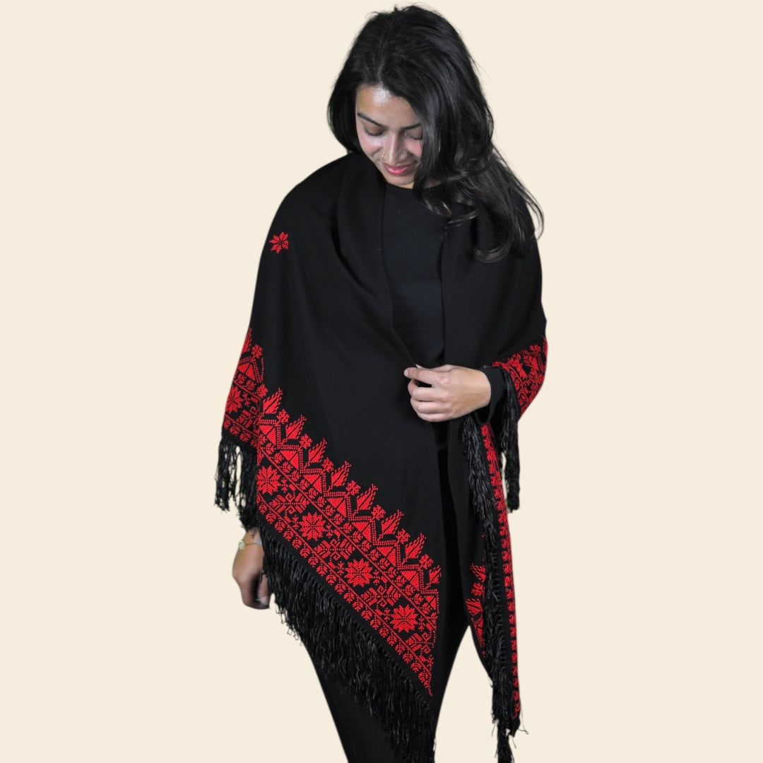 Scarlet Tatreez Shawl