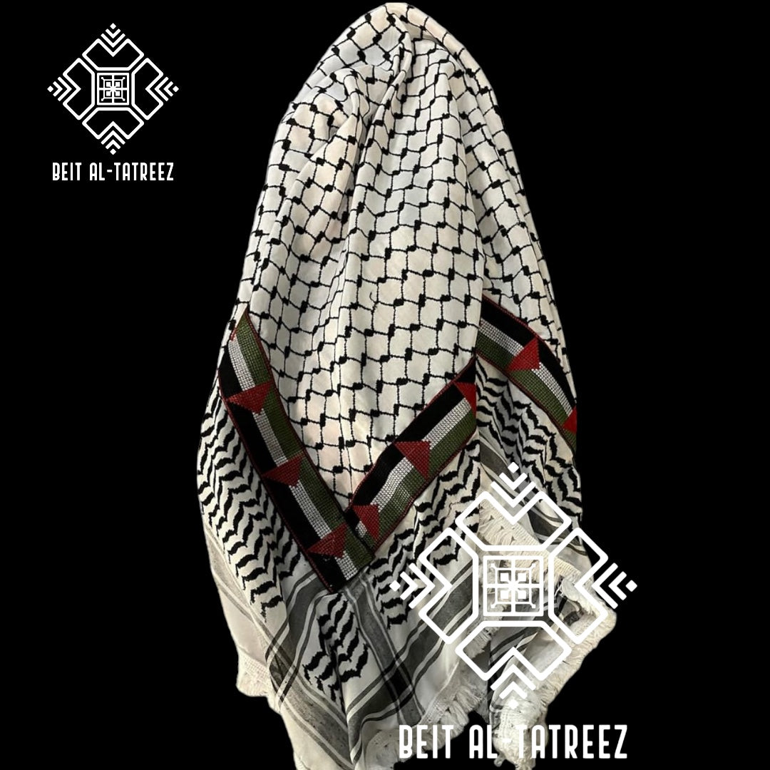 Embroidered Palestinian Flag Keffiyeh