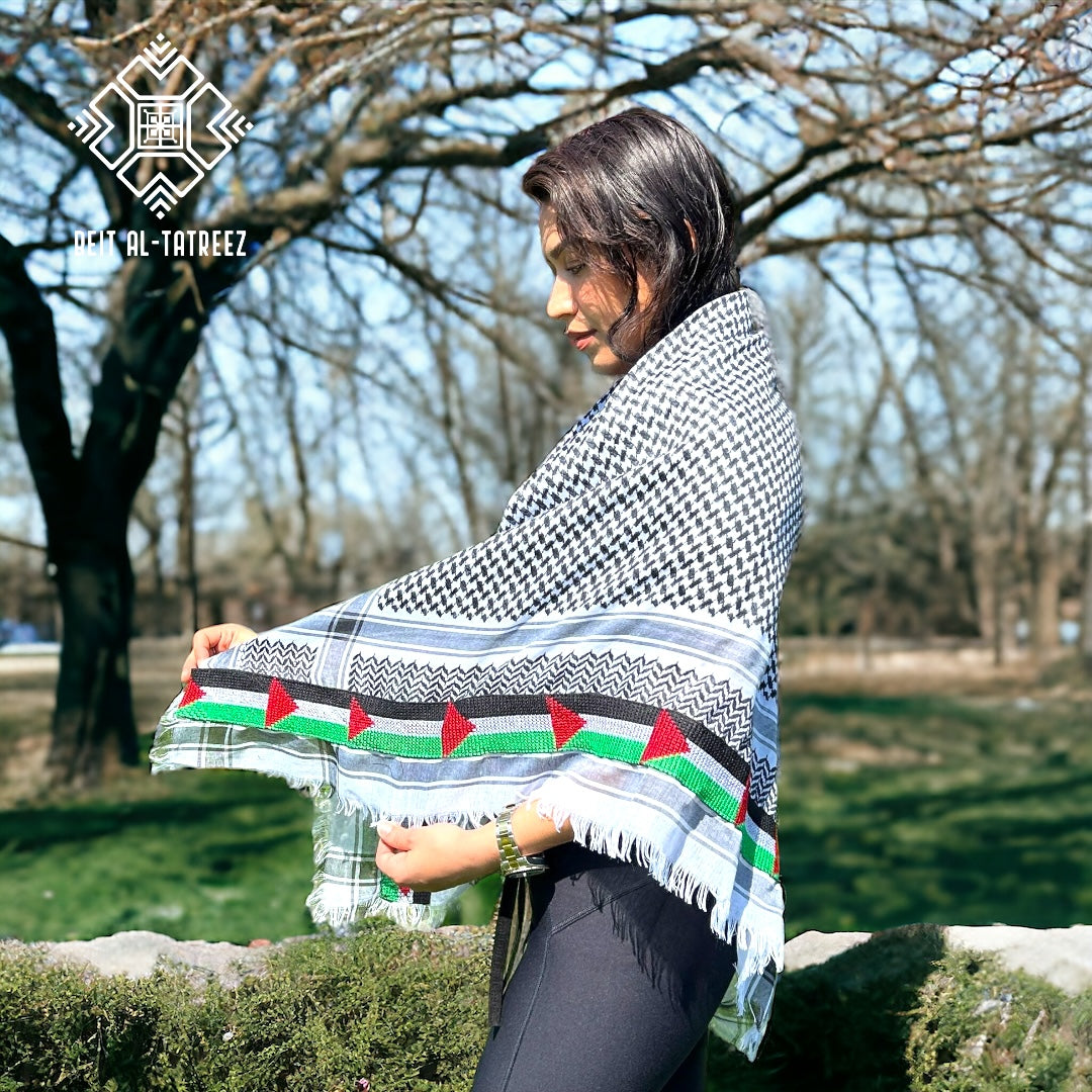 Embroidered Palestinian Flag Keffiyeh