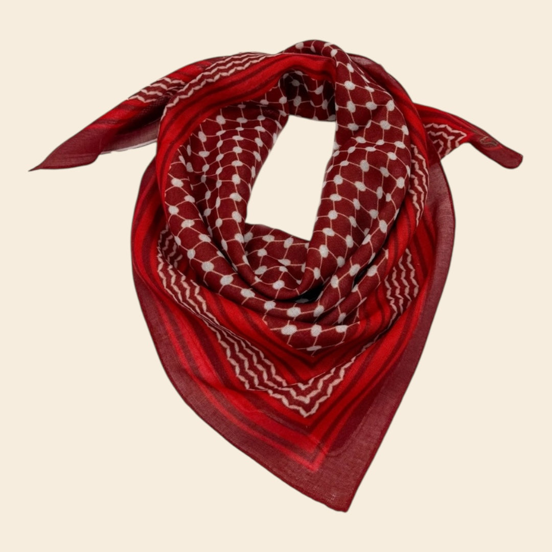 Red Palestinian Keffiyeh Bandana