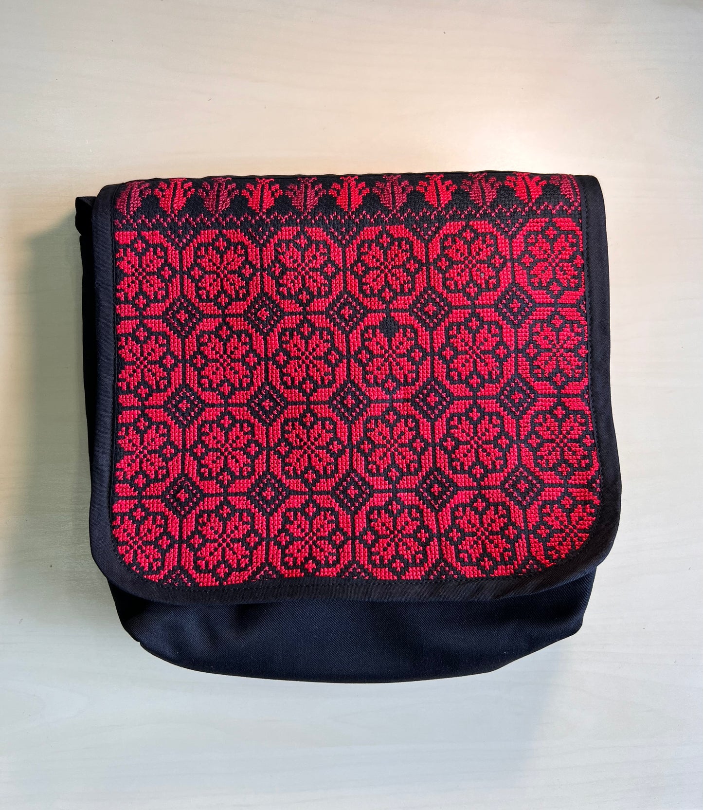 Handmade Red Roses Traditional Tatreez Crossbody & Handbag