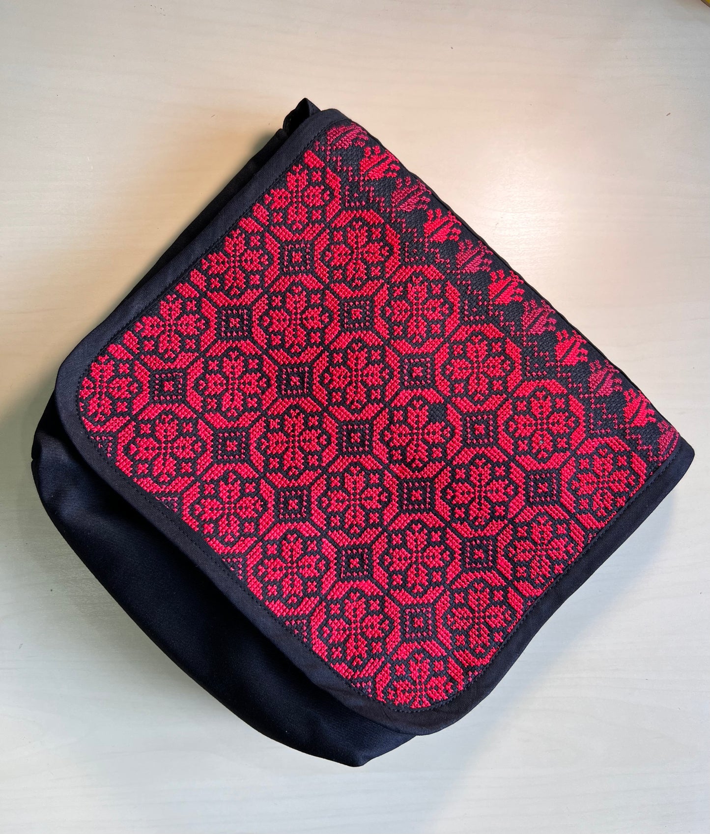 Handmade Red Roses Traditional Tatreez Crossbody & Handbag