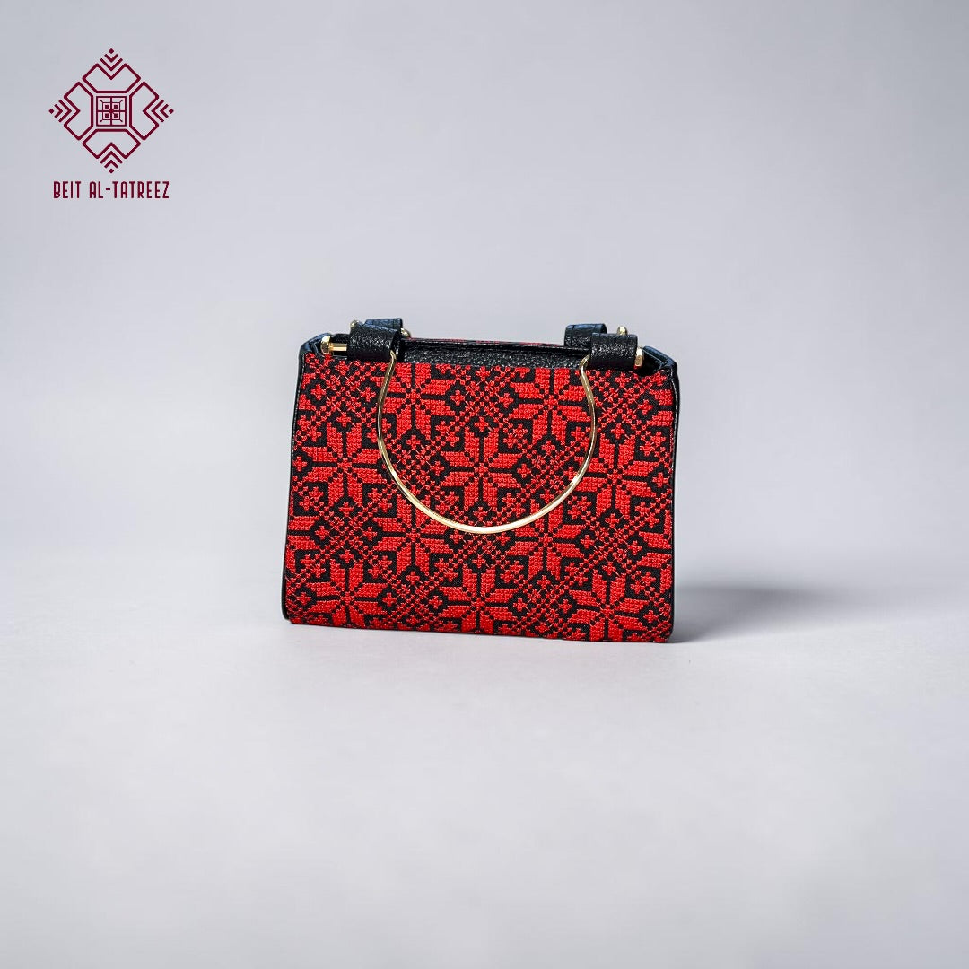 Small Tatreez Purse – Golden Handle with Optional Shoulder Strap