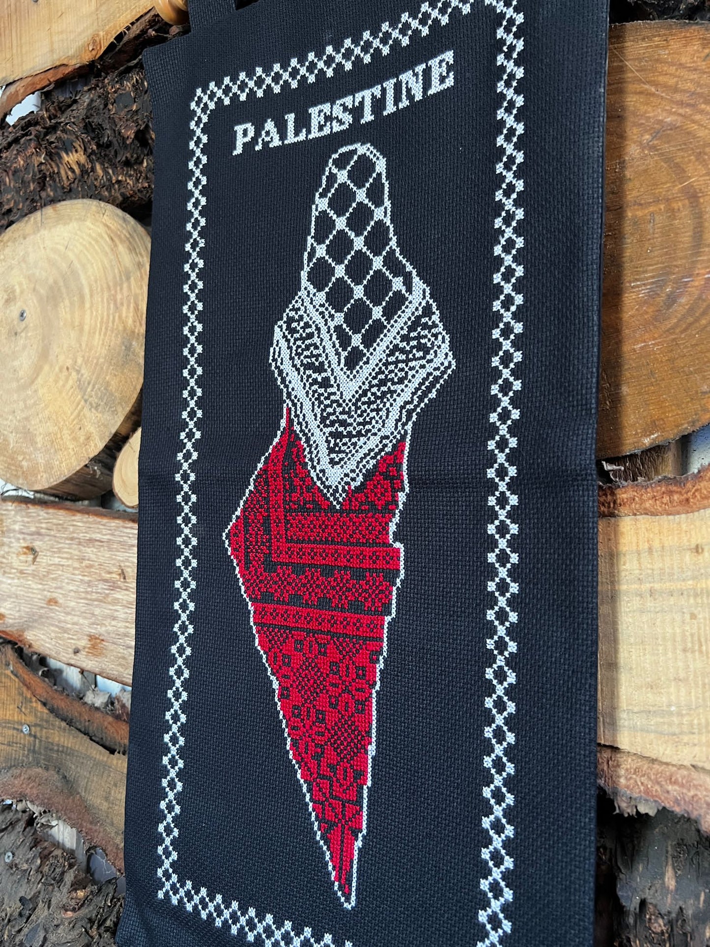 Handmade Palestinian Lady Map | Black White Red