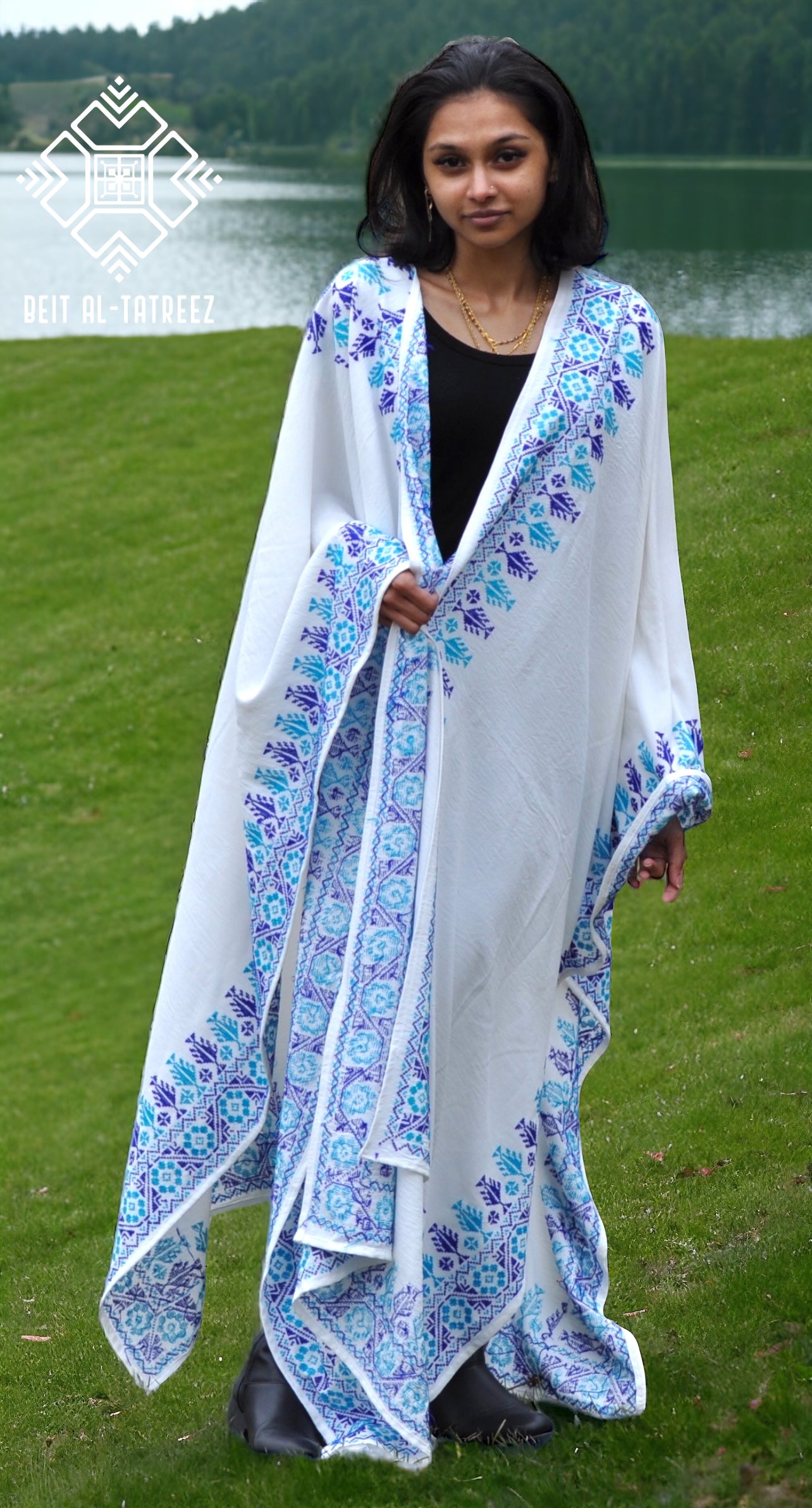 Divine White Blue Cape