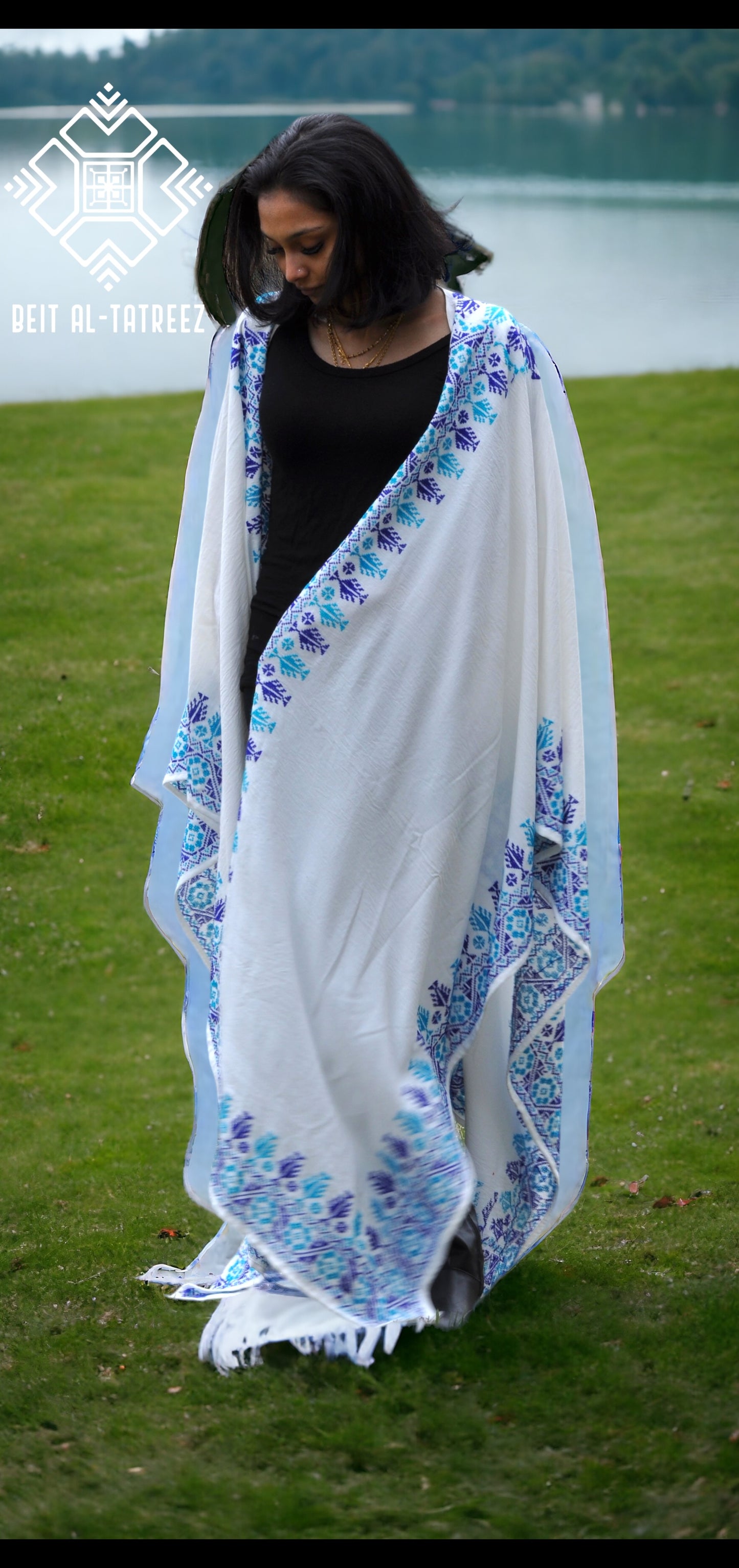 Divine White Blue Cape