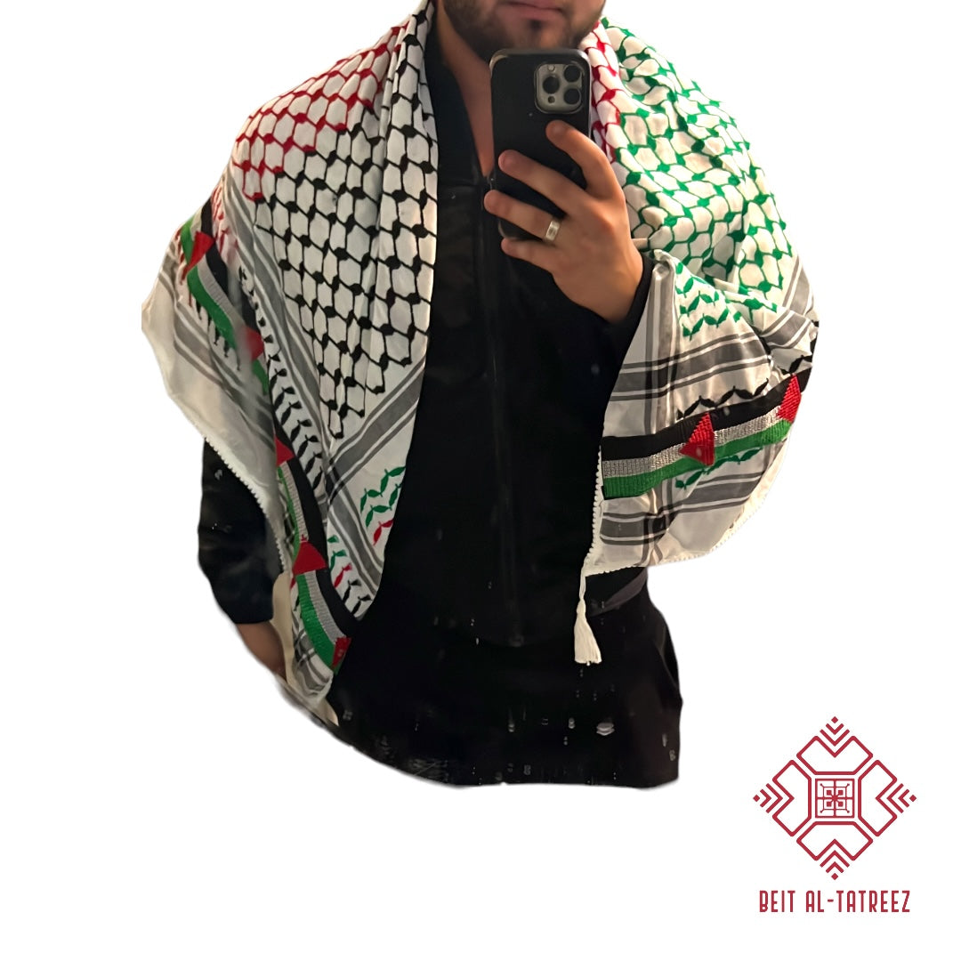 Embroidered Palestinian Flag Keffiyeh