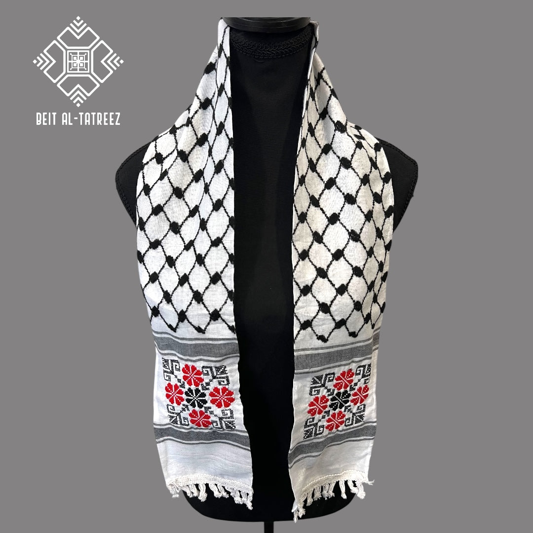 Tatreez Pride Keffiyeh Scarf - Embroidered Elegance