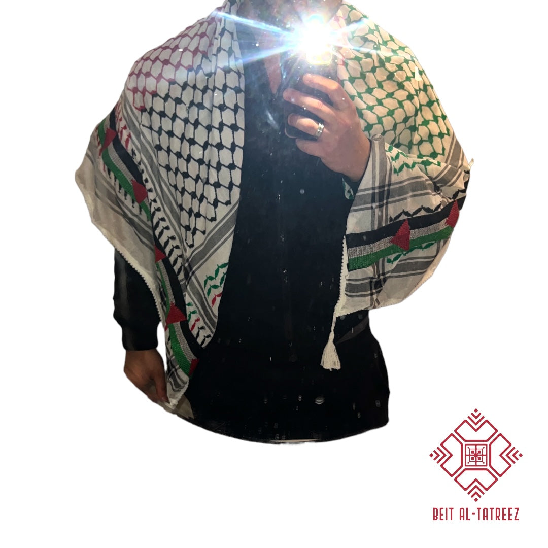 Embroidered Palestinian Flag Keffiyeh