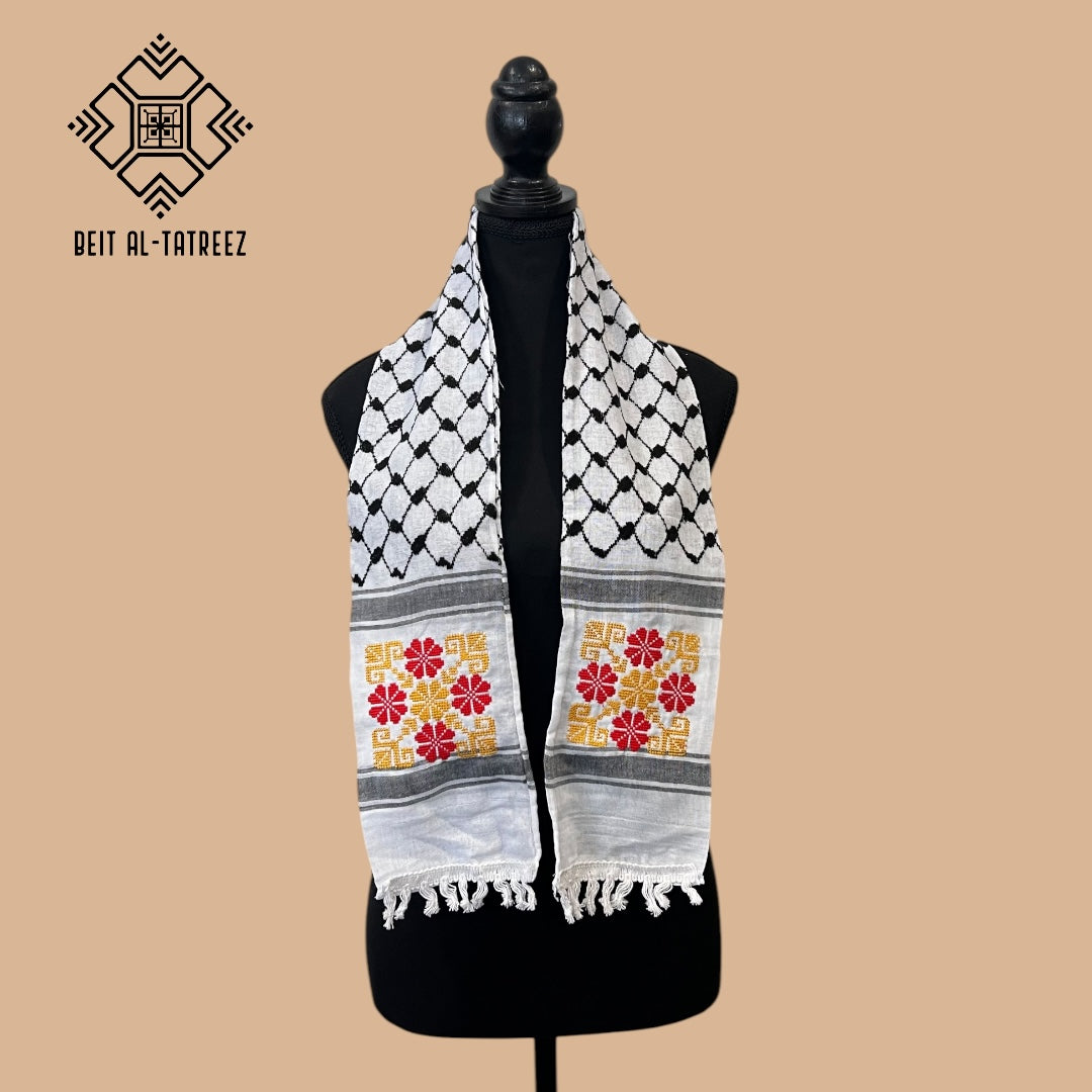 Tatreez Pride Keffiyeh Scarf - Embroidered Elegance