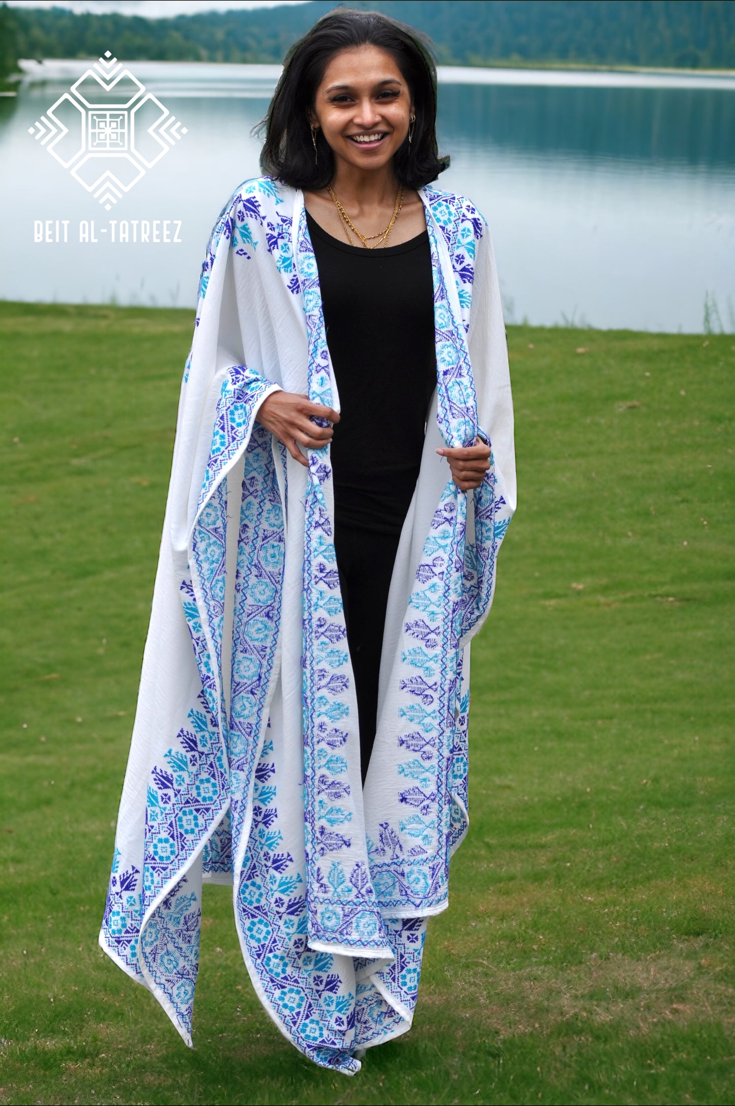 Divine White Blue Cape