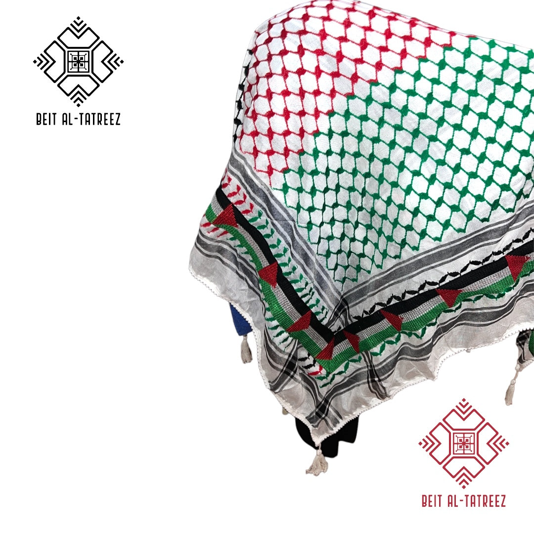 Embroidered Palestinian Flag Keffiyeh