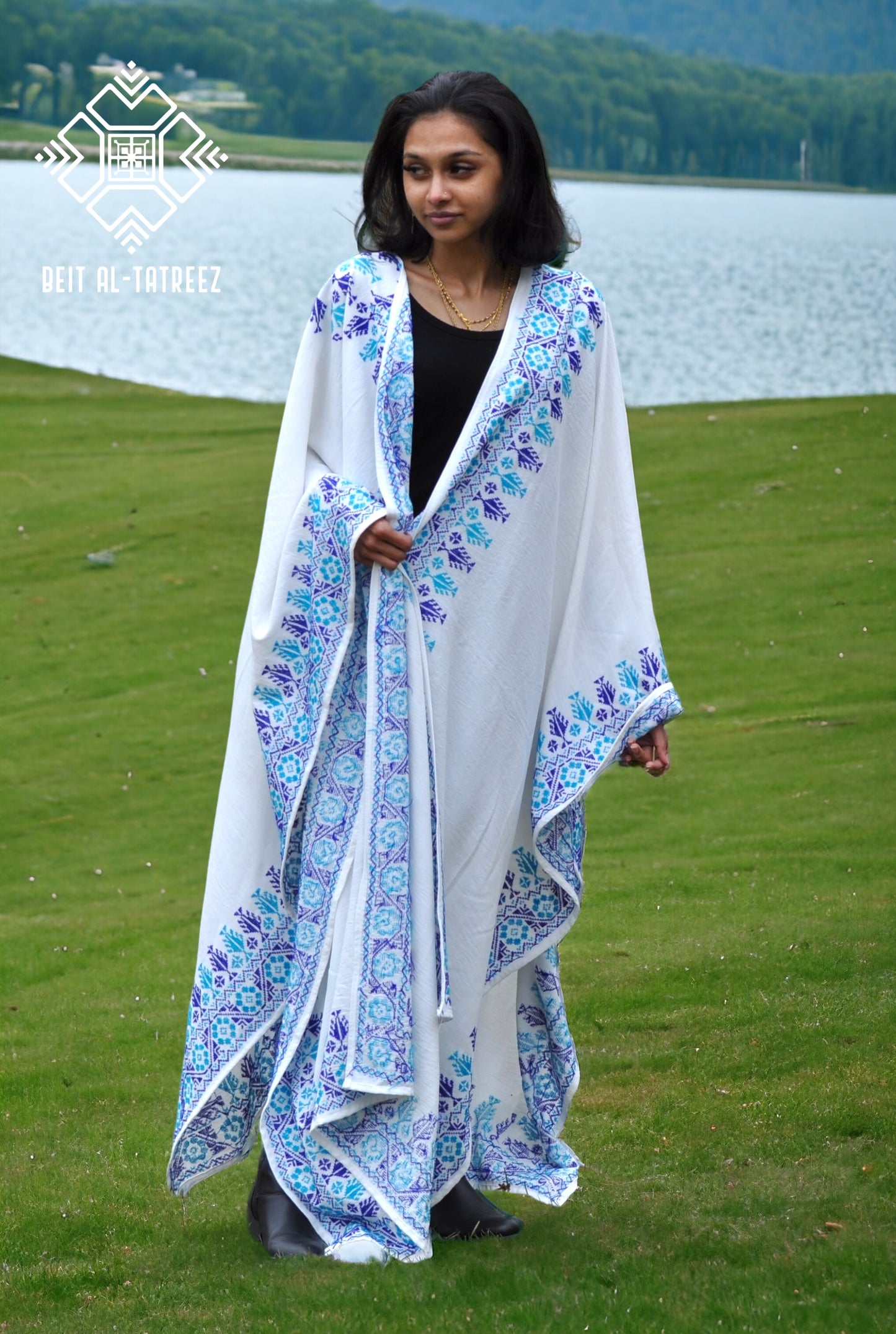 Divine White Blue Cape