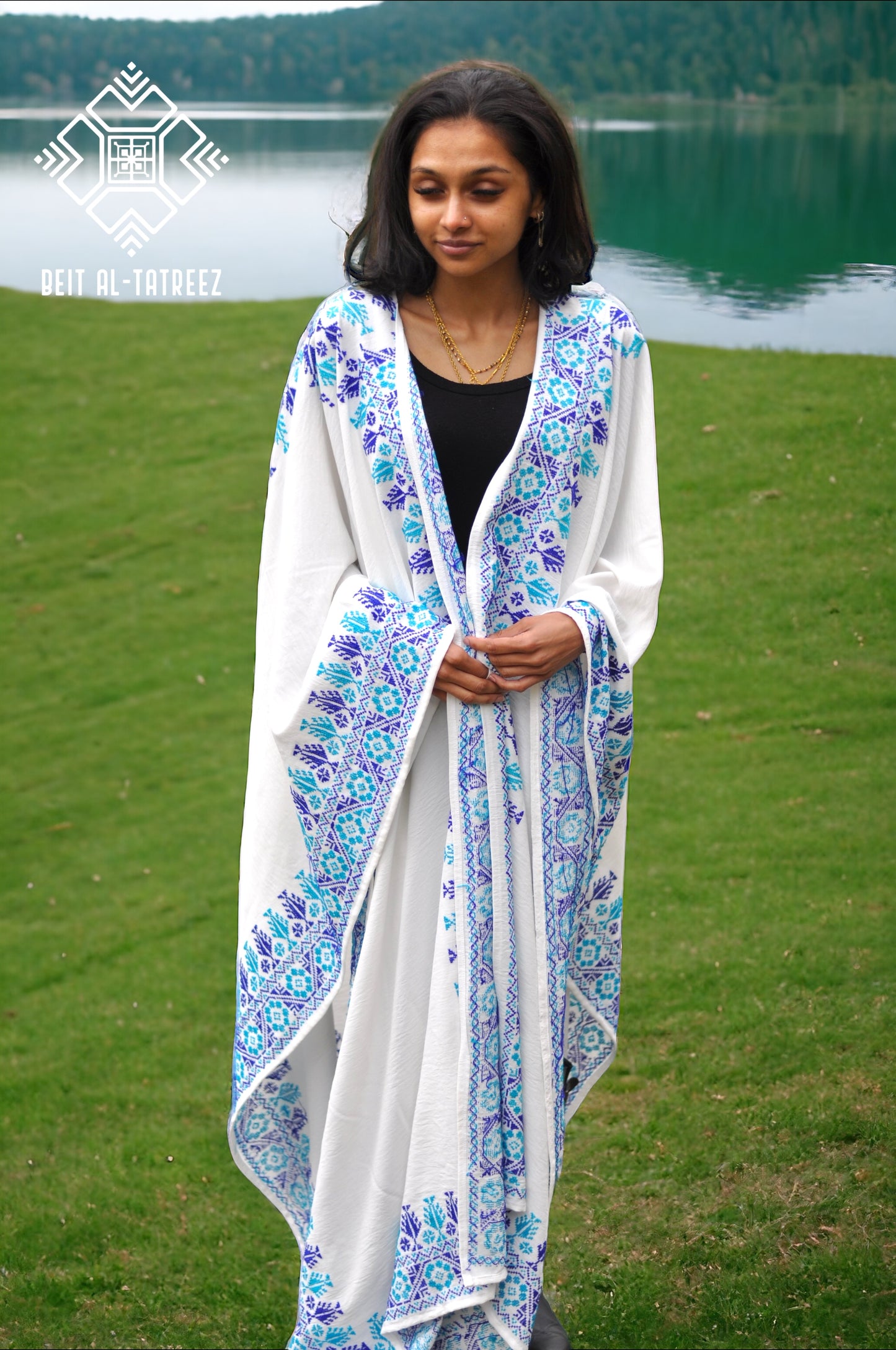 Divine White Blue Cape