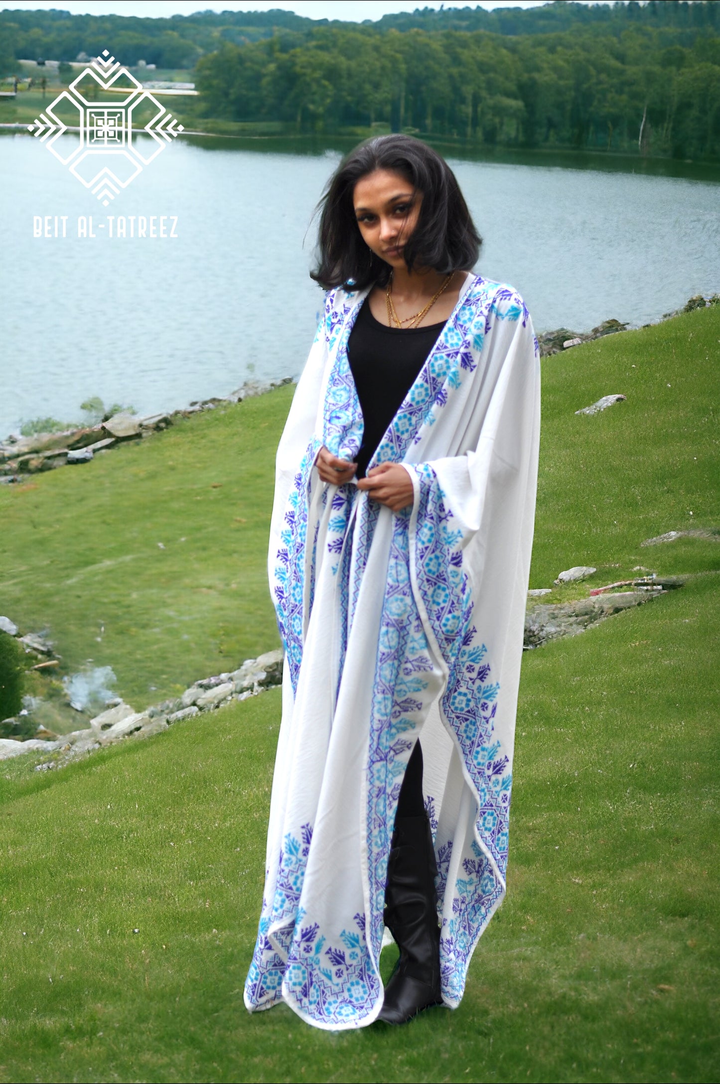 Divine White Blue Cape