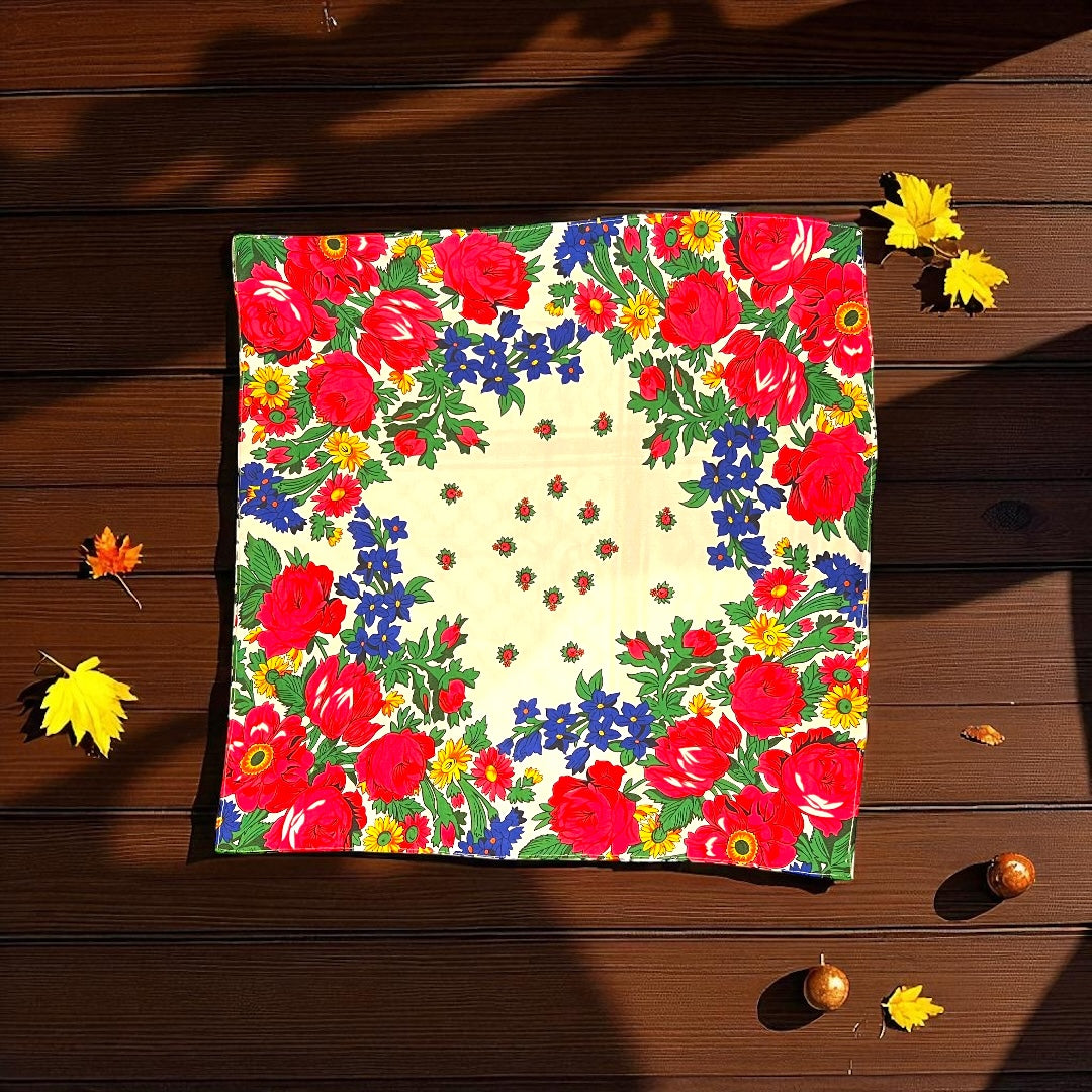 Palestinian Floral Keffiyeh Bandana – Roses (Double Face)