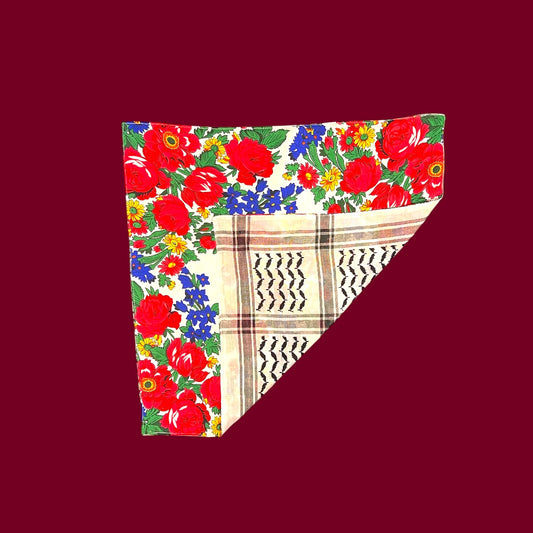 Palestinian Floral Keffiyeh Bandana – Roses (Double Face)