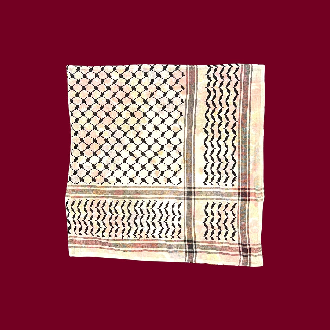 Palestinian Floral Keffiyeh Bandana – Roses (Double Face)