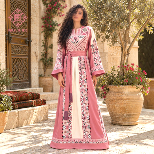Jouri Palestinian Heritage Dress – Rose & White